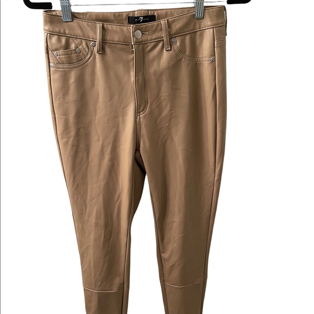 7 for all mankind | high waisted leather tan pants| size: small